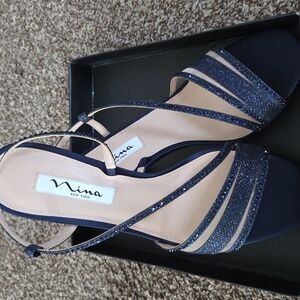 Nina Women's Navy Strappy Heels